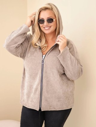 Bluza damska Plus Size sztruksowa z kapturem i zamkiem oversize fango