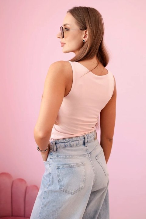 Bluzka damska na ramiączkach z dekoltem ciemny pudrowy róz