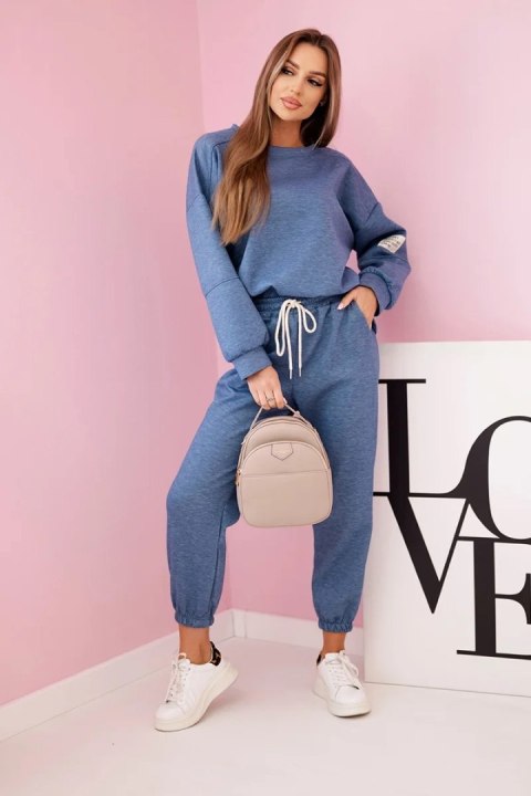 Damski komplet dresowy masełko w kolorze jeansowy melanż