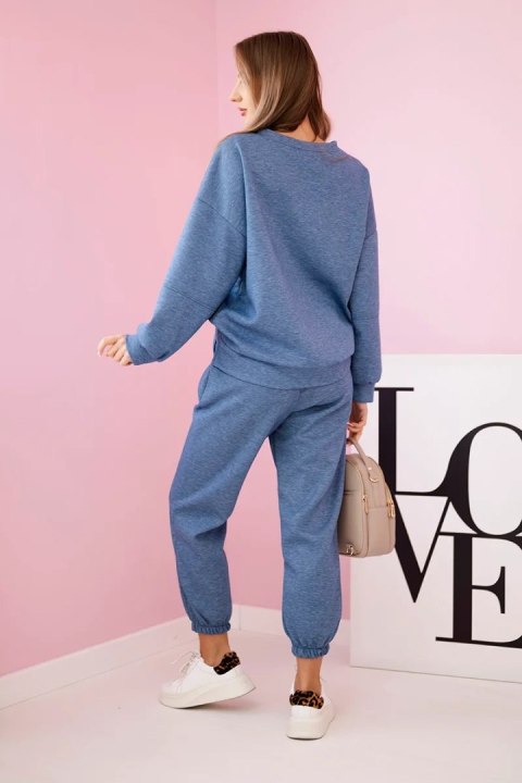 Damski komplet dresowy masełko w kolorze jeansowy melanż