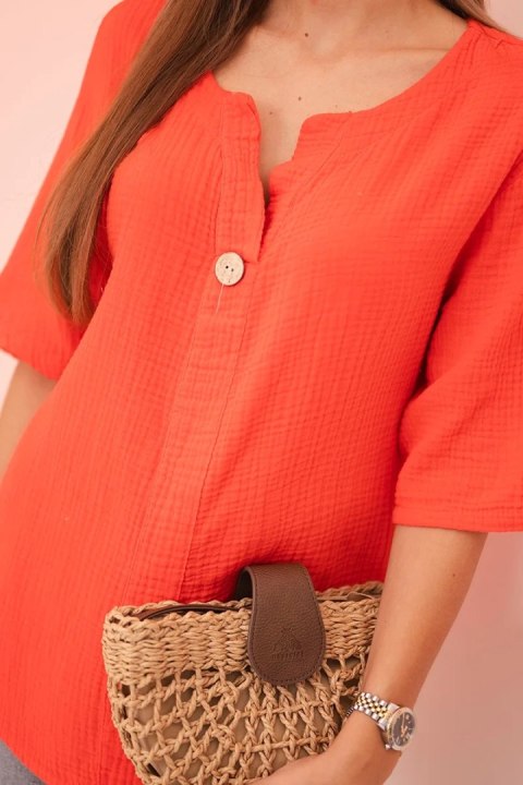 Koszula damska muślinowa z guzikiem czerwona