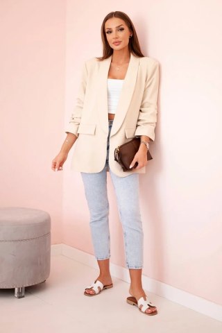 Marynarka z klapami elegancka beżowa
