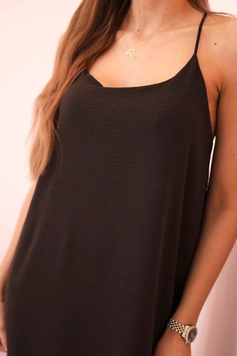 Sukienka długa na ramiączka brązowa