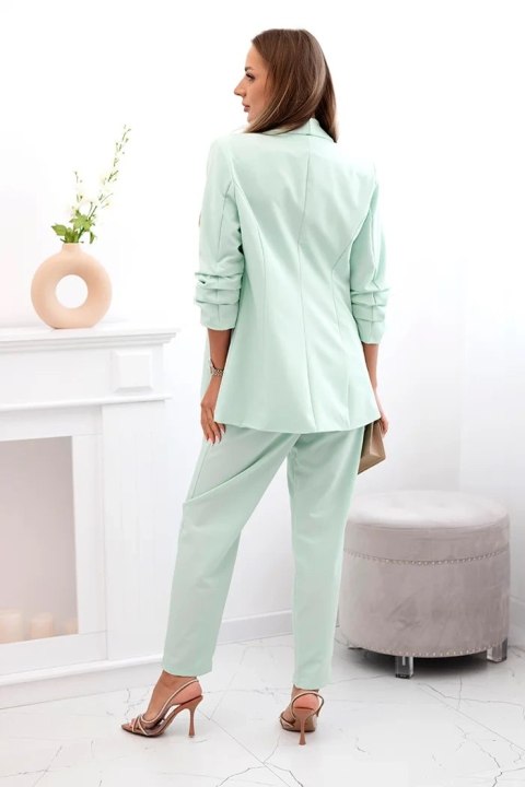 Komplet elegancki marynarki ze spodniami miętowy