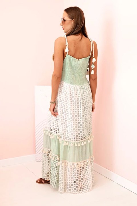 Sukienka damska boho na ramiączkach miętowa