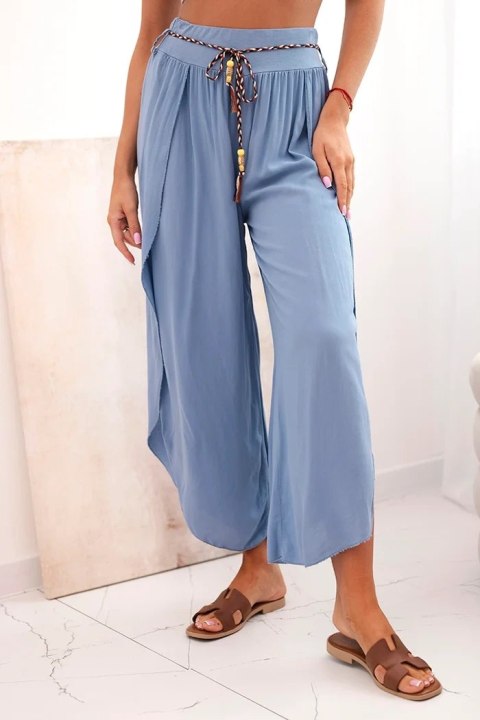 Spodnie damskie z wiskozy z rozcięciem na nogawkach jeansowe