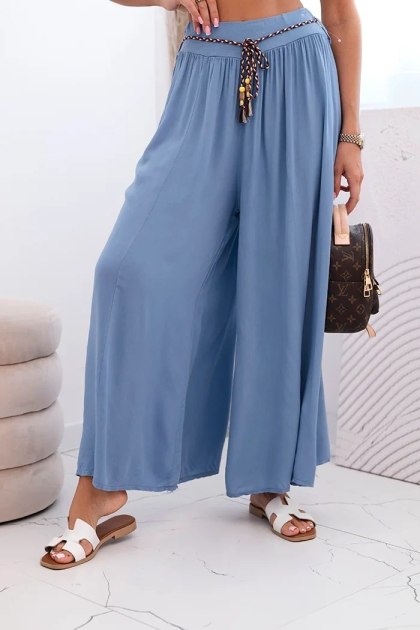 Spodnie damskie z wiskozy z szeroką nogawką jeansowe