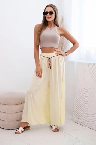 Spodnie damskie z wiskozy z szeroką nogawką żółte