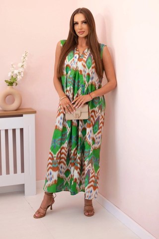 Sukienka damska bawełniana z rozkloszowanym dołem zielona