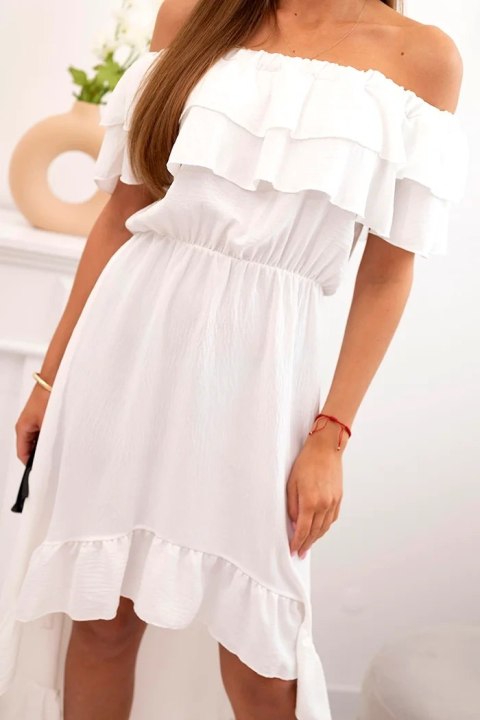 Sukienka damska hiszpanka z dłuższym tyłem ecru