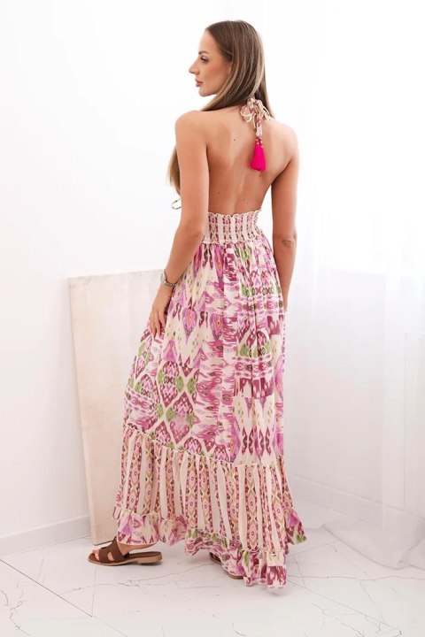 Sukienka damska z wiskozy na ramiączkach z głębokim dekoltem fioletowa