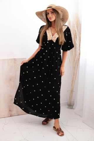 Sukienka damska z wiskozy z wiązaniem na plecach czarna