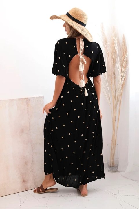 Czarna wiskozowa sukienka z wiązaniem na plecach