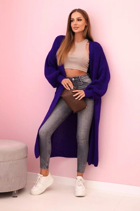 Sweter długi kardigan fioletowy