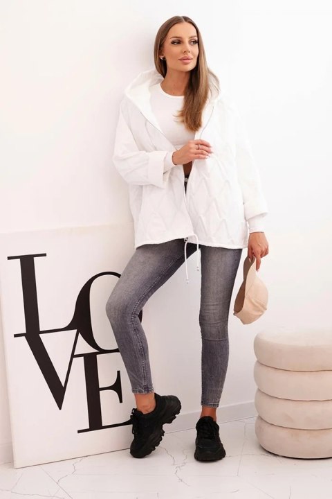 Kurtka damska pikowana z kapturem biała