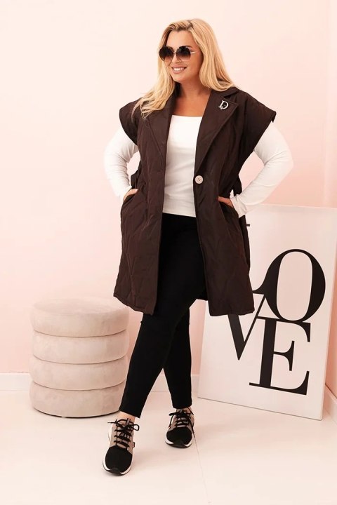 Brązowa kamizelka damska Plus Size pikowana