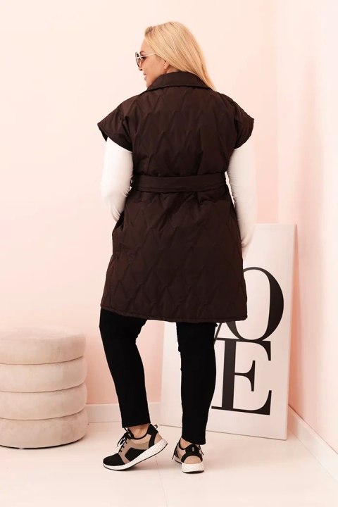 Brązowa kamizelka damska Plus Size pikowana