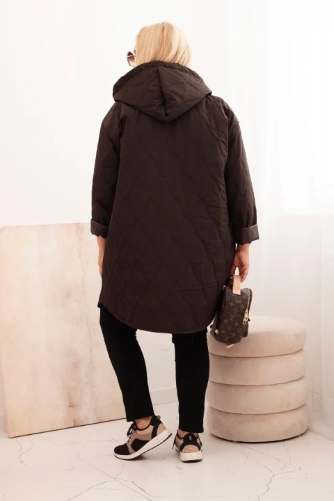 Brązowa kurtka damska Plus Size z kapturem