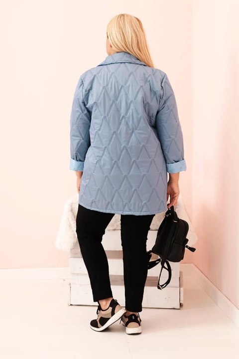 Kurtka damska Plus Size pikowana z kołnierzem i guzikiem jeansowa