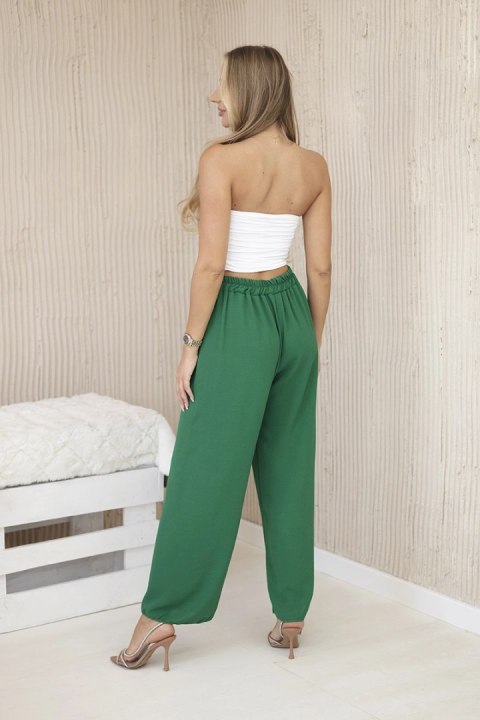 Spodnie z szeroką nogawką ciemno zielone