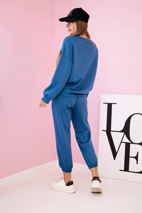 Jeansowy komplet dresowy masełko – niebieski zestaw bluza i spodnie