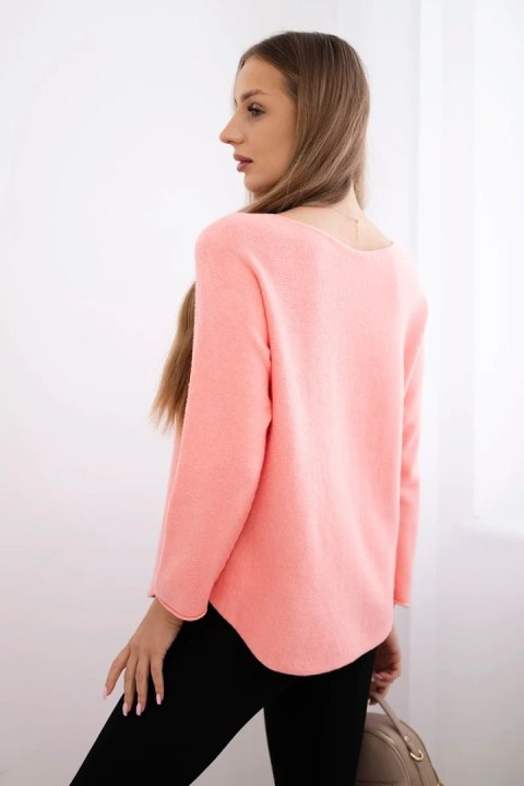 Sweter z okrągłym dekoltem morelowy