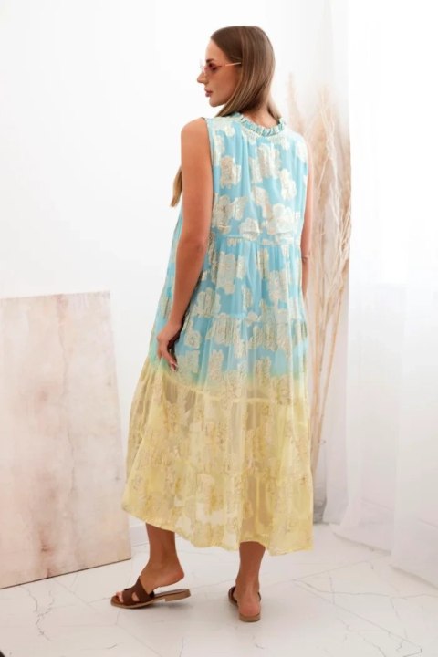 Sukienka damska z wiskozy bez rękawów turkusowa