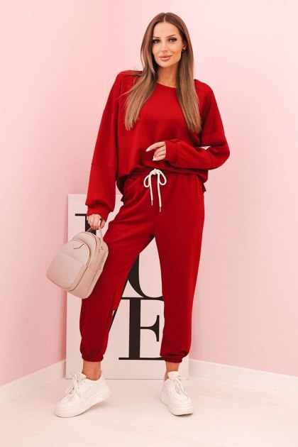 Komplet bluza + spodnie masełko bordowy