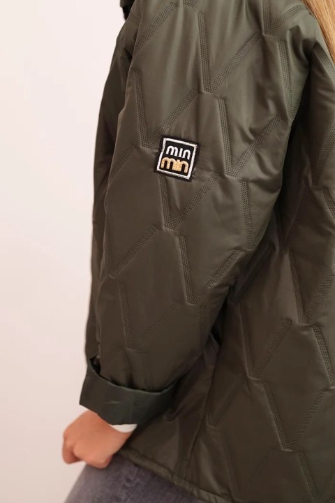 Kurtka damska pikowana z kapturem khaki