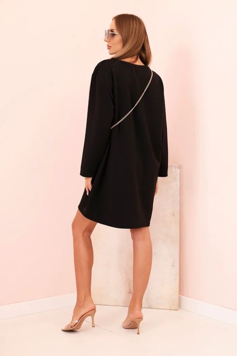 Sukienka damska wiskozowa Plus Size z torebką na łańcuszku czarna