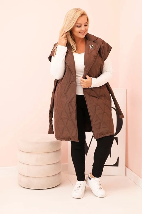 Czekoladowa kamizelka damska Plus Size pikowana