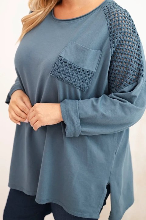 Bluza damska Plus Size bawełniana z nadrukiem jeansowa