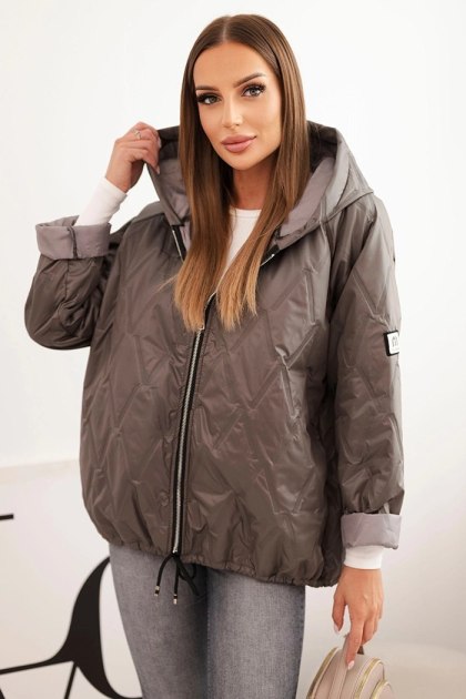 Kurtka damska pikowana z kapturem cappuccino