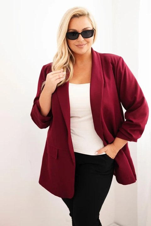 Marynarka damska Plus Size elegancka bordowa