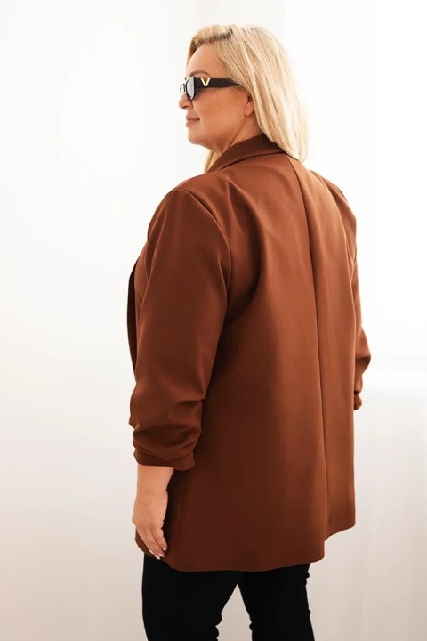 Elegancka marynarka damska Plus Size w głębokim kolorze czekoladowym