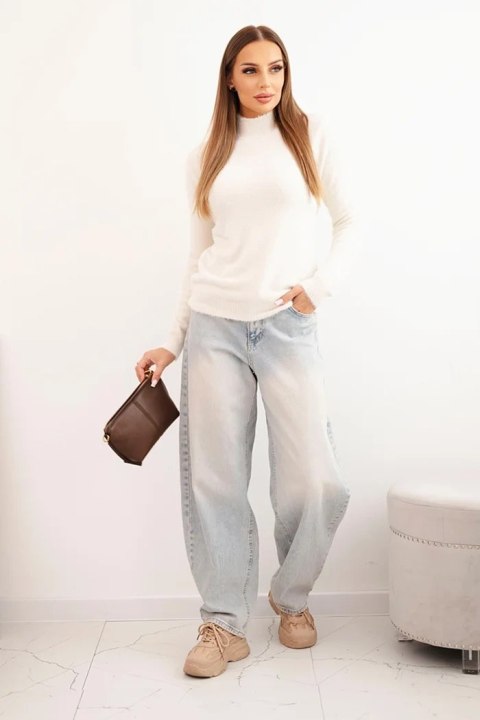 Sweter damski alpaka z półgolfem beżowy