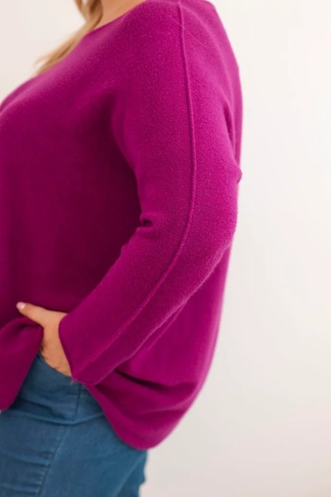 Sweter damski plus size z dekoltem łódką ciemno fioletowy