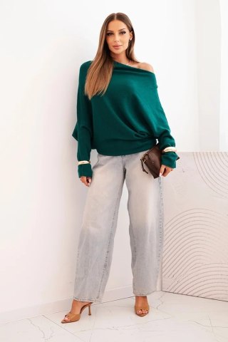 Sweter damski wiskozowy asymetryczny typu nietoperz jasny morski
