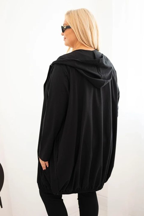 Bluza damska Plus Size bawełniana z kapturem i zamkiem czarna