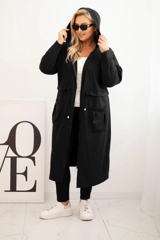 Bluza damska bawełniana Plus Size z kapturem i kieszeniami czarna