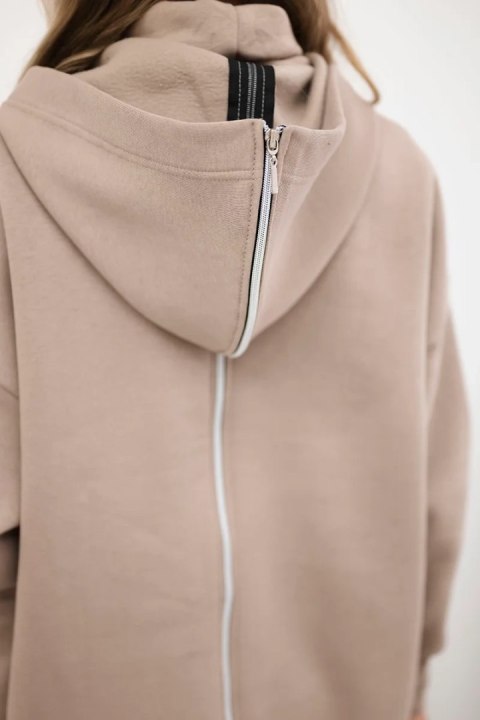 Bluza ocieplana z suwakiem z tyłu ciemno beżowa