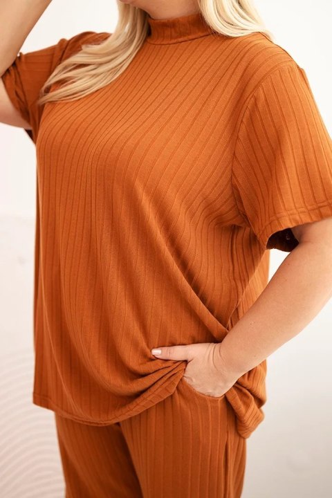 Camelowy komplet damski Plus Size – 3-częściowy zestaw premium