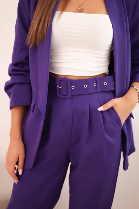 Komplet elegancki marynarki ze spodniami fioletowy