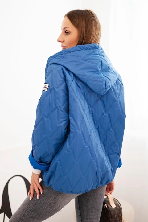 Kurtka damska pikowana z kapturem jeansowa