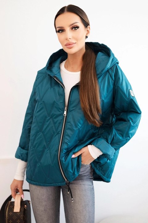 Kurtka damska pikowana z kapturem morska