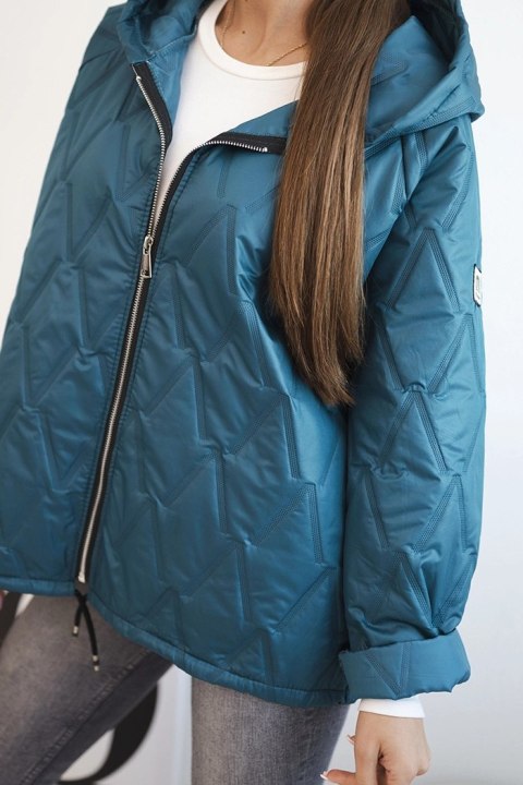 Kurtka damska pikowana z kapturem morska