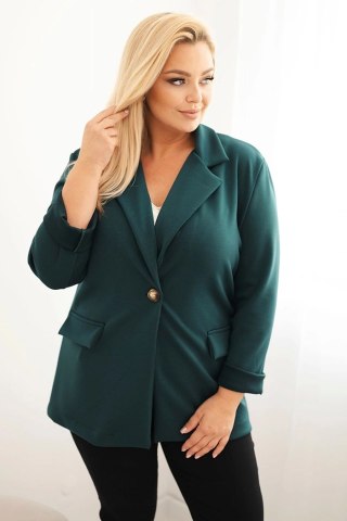 Marynarka damska z wiskozy Plus Size z długim rękawem i kołnierzem morska