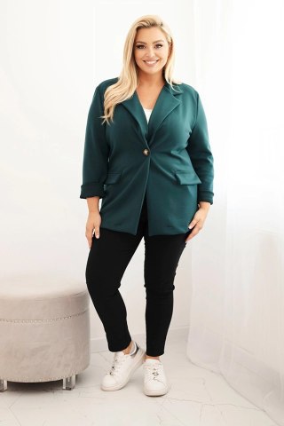 Marynarka damska z wiskozy Plus Size z długim rękawem i kołnierzem morska