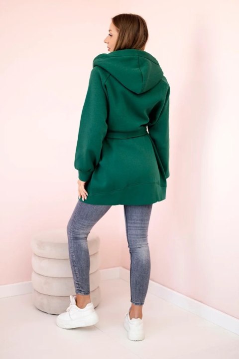 Narzutka ocieplana wiązana w pasie ciemno zielona