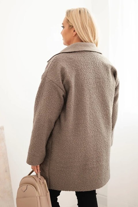 Luksusowy płaszcz damski Plus Size typu baranek z wełną – odcień fango